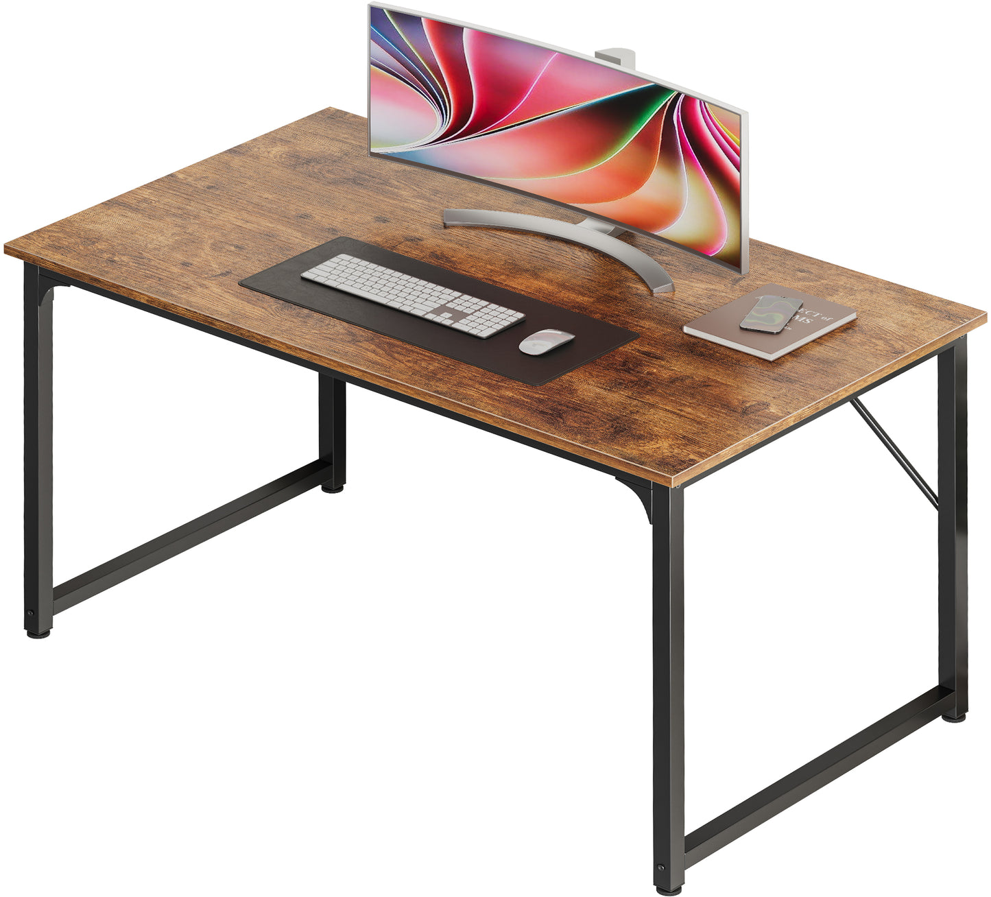 PRAISUN 40 X 24 Inch Computer Desk with Deeper Desktop, Gaming Office Writing Work Desk for Home Office, Study, Bedroom, Work from Home, Metal Frame, Rustic Brown