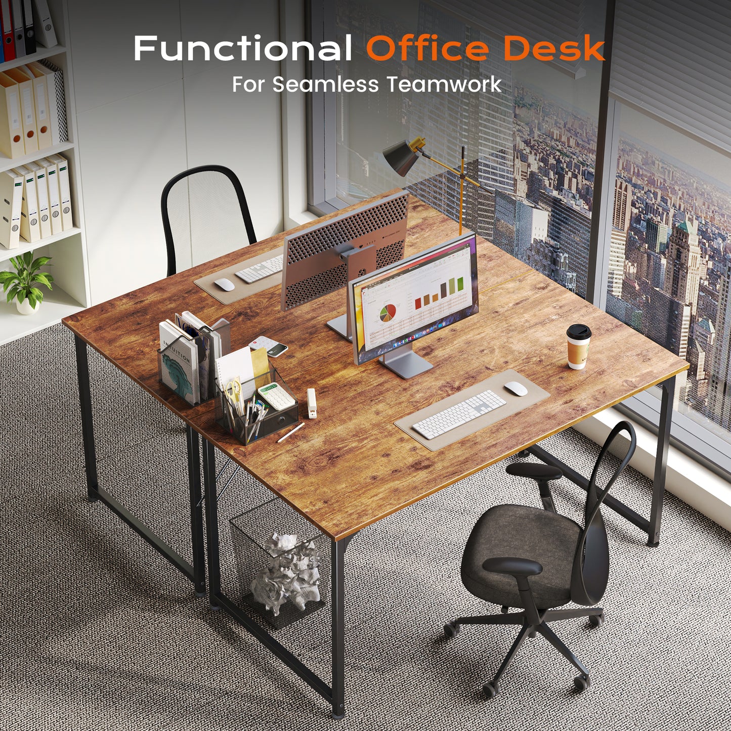 PRAISUN 40 X 24 Inch Computer Desk with Deeper Desktop, Gaming Office Writing Work Desk for Home Office, Study, Bedroom, Work from Home, Metal Frame, Rustic Brown