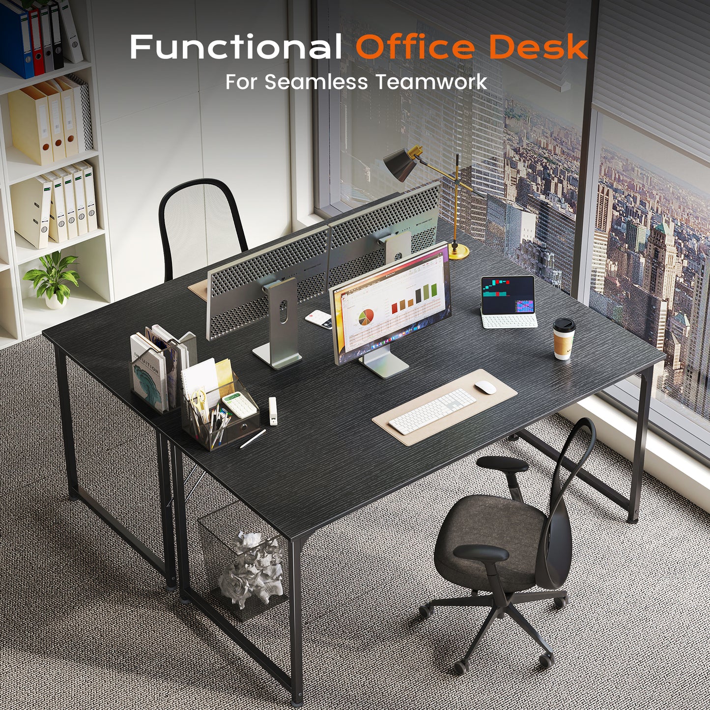PRAISUN 47 X 24 Inch Computer Desk with Deeper Desktop, Gaming Office Writing Work Desk for Home Office, Study, Bedroom, Work from Home, Metal Frame, Black