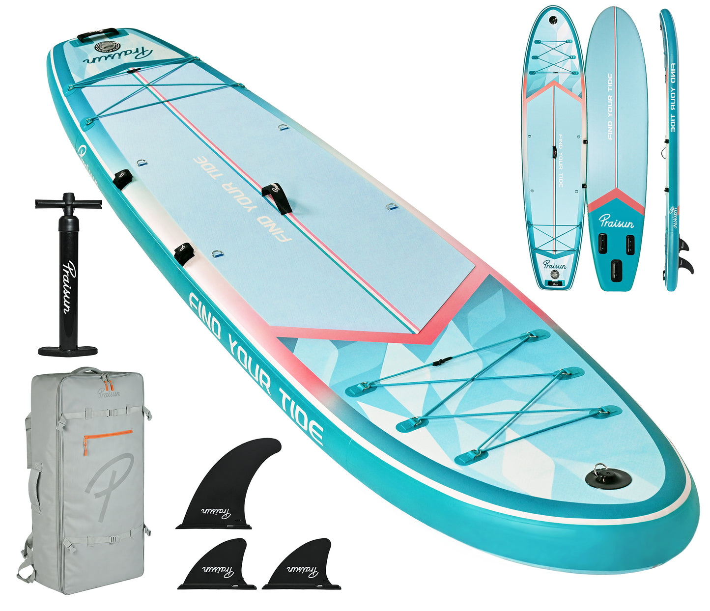 PRAISUN 12’ x 35” Inflatable Paddle Board, 450lbs Extra Wide Stand Up Paddleboard for Youth/Adults of All Skill Levels, Stable SUP with Seat & Full Kit, for Fishing, Yoga, Lake & Ocean
