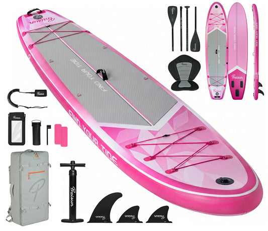 PRAISUN 12’ x 35” Inflatable Paddle Board, 450lbs Extra Wide Stand Up Paddleboard for Youth/Adults of All Skill Levels, Stable SUP with Seat & Full Kit, for Fishing, Yoga, Lake & Ocean
