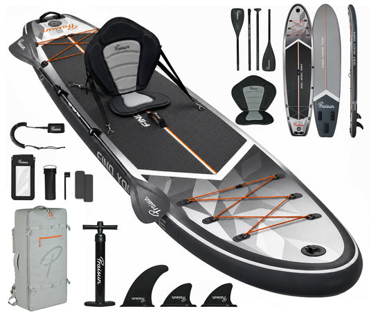 PRAISUN 12’ x 35” Inflatable Paddle Board, 450lbs Extra Wide Stand Up Paddleboard for Youth/Adults of All Skill Levels, Stable SUP with Seat & Full Kit, for Fishing, Yoga, Lake & Ocean