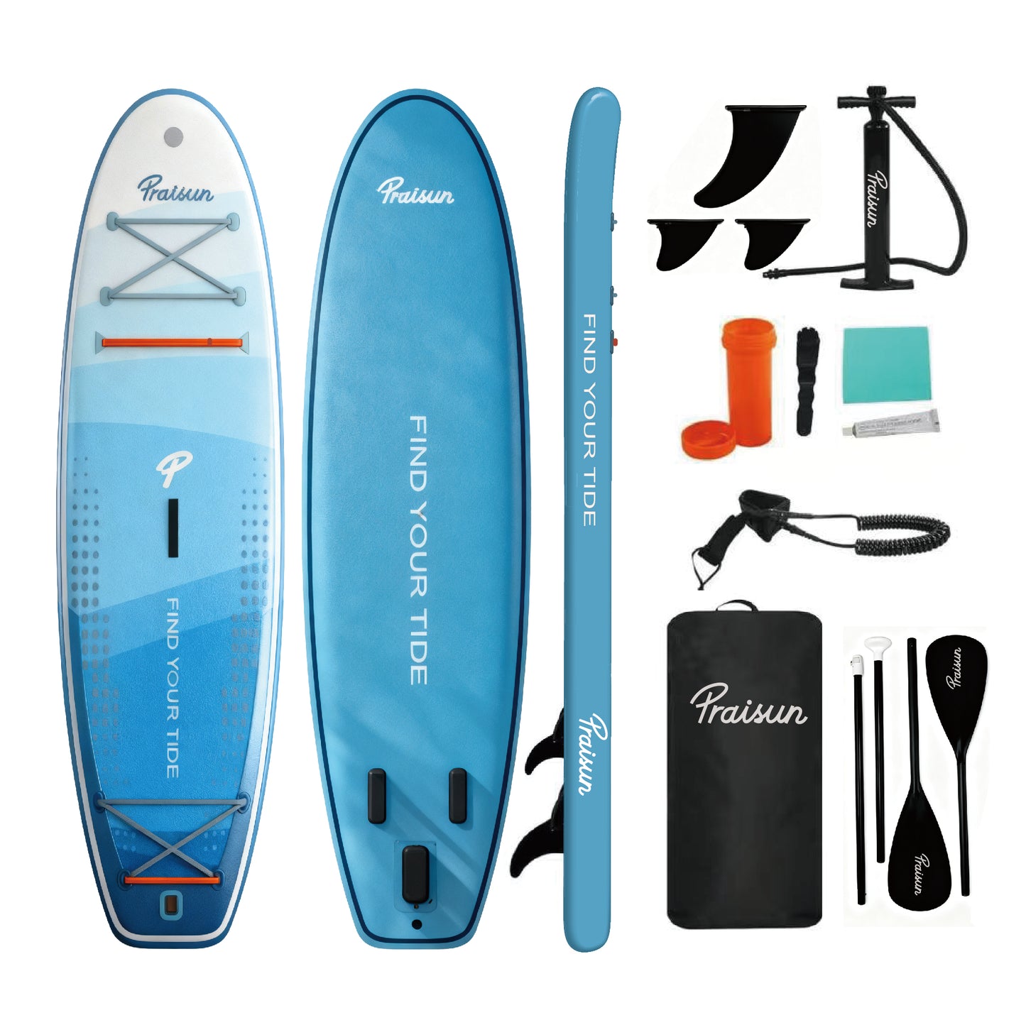 PRAISUN Inflatable Stand Up Paddle Boards, Premium Yoga Board with Wide Stance, Carry Bag, Surf Control, Non-Slip Deck, Paddle and Pump for Youth & Adult