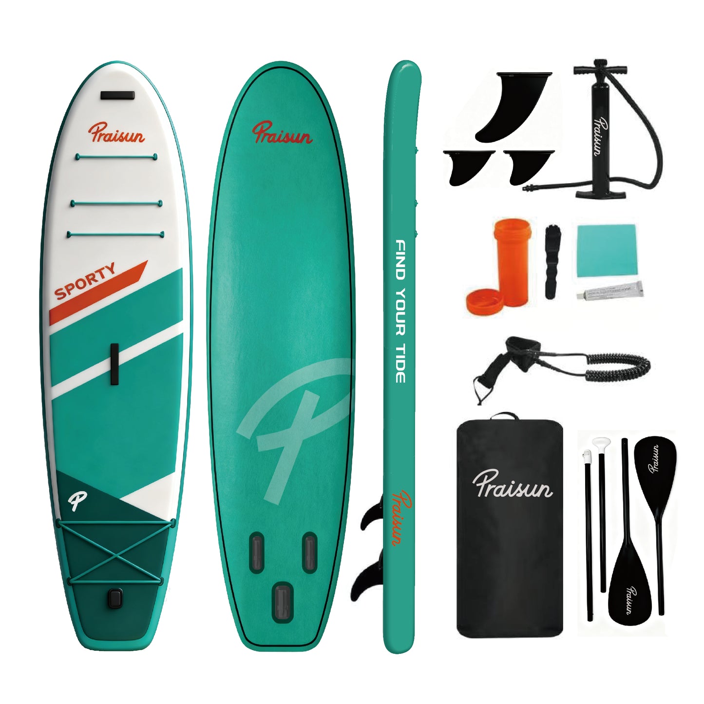 PRAISUN Inflatable Stand Up Paddle Boards, Premium Yoga Board with Wide Stance, Carry Bag, Surf Control, Non-Slip Deck, Paddle and Pump for Youth & Adult