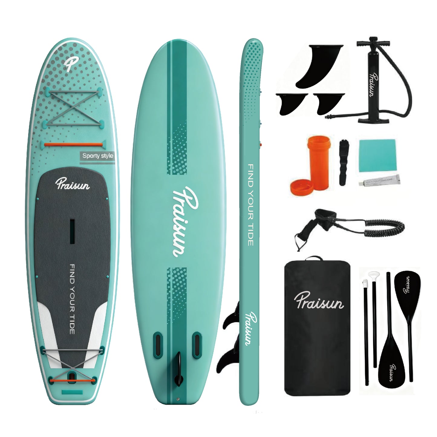 PRAISUN Inflatable Stand Up Paddle Boards, Premium Yoga Board with Wide Stance, Carry Bag, Surf Control, Non-Slip Deck, Paddle and Pump for Youth & Adult