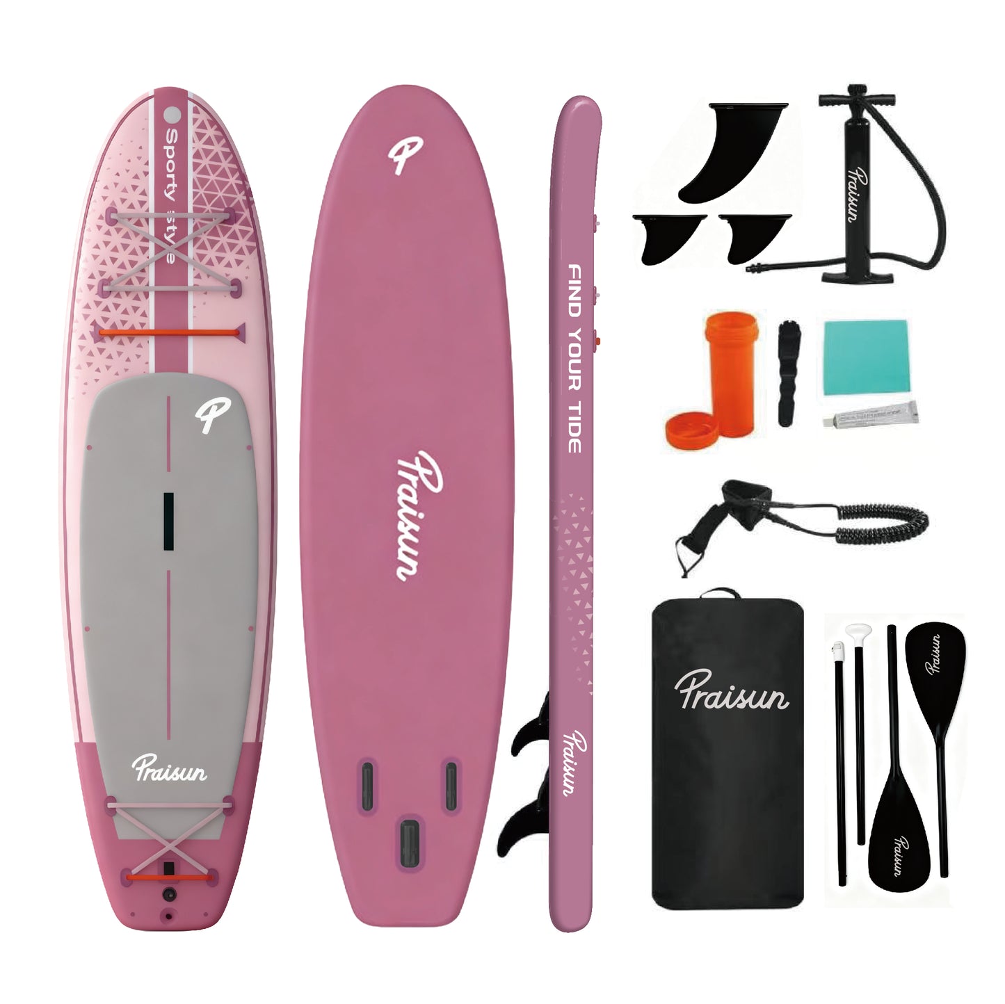 PRAISUN Inflatable Stand Up Paddle Boards, Premium Yoga Board with Wide Stance, Carry Bag, Surf Control, Non-Slip Deck, Paddle and Pump for Youth & Adult