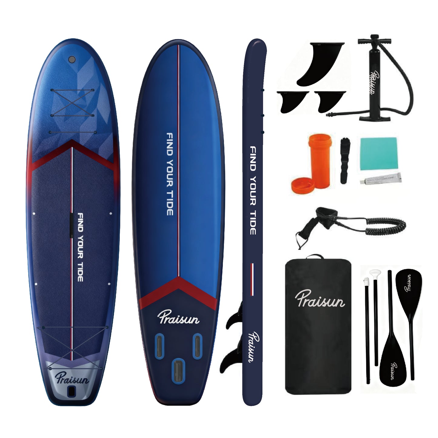 PRAISUN Inflatable Stand Up Paddle Boards, Premium Yoga Board with Wide Stance, Carry Bag, Surf Control, Non-Slip Deck, Paddle and Pump for Youth & Adult