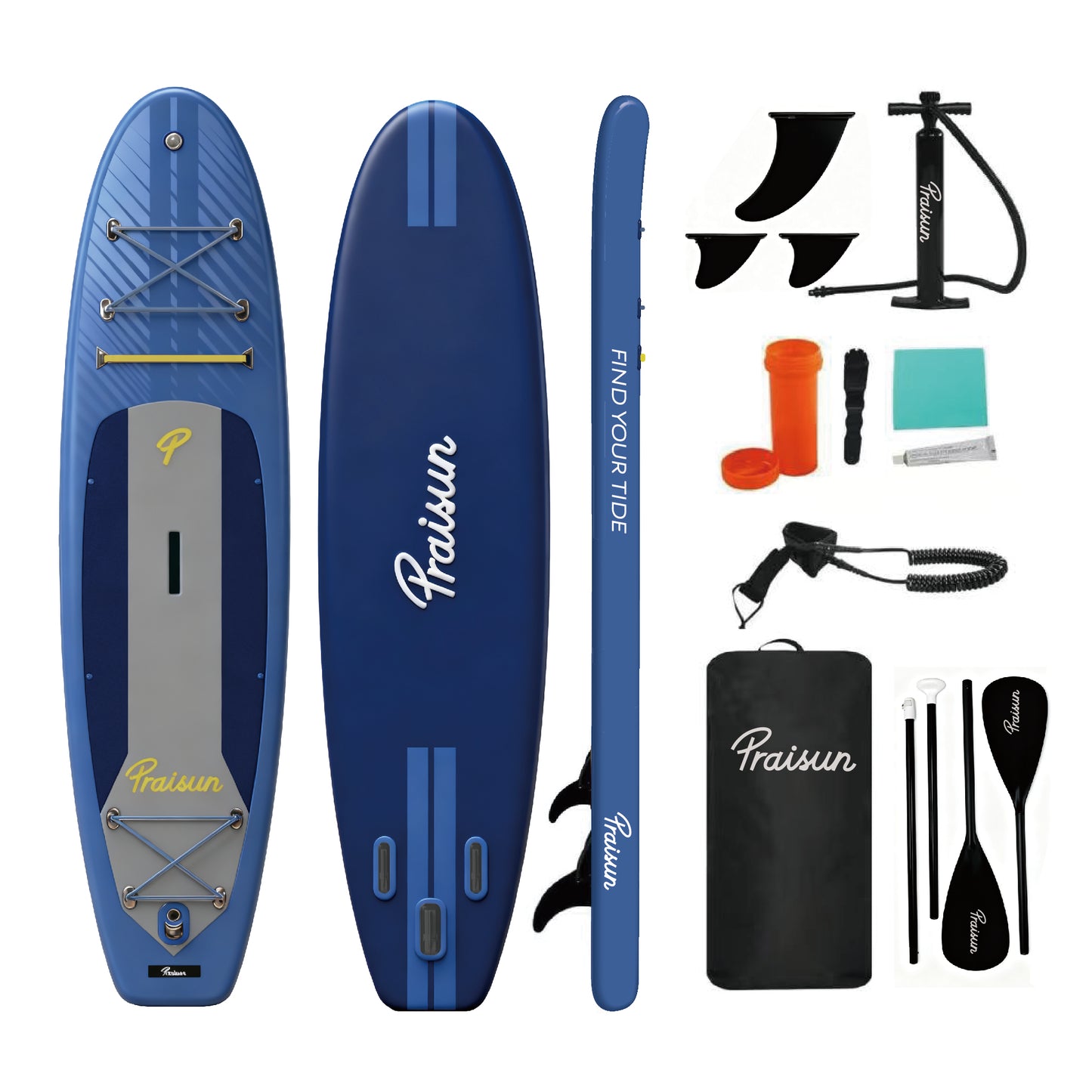 PRAISUN Inflatable Stand Up Paddle Boards, Premium Yoga Board with Wide Stance, Carry Bag, Surf Control, Non-Slip Deck, Paddle and Pump for Youth & Adult