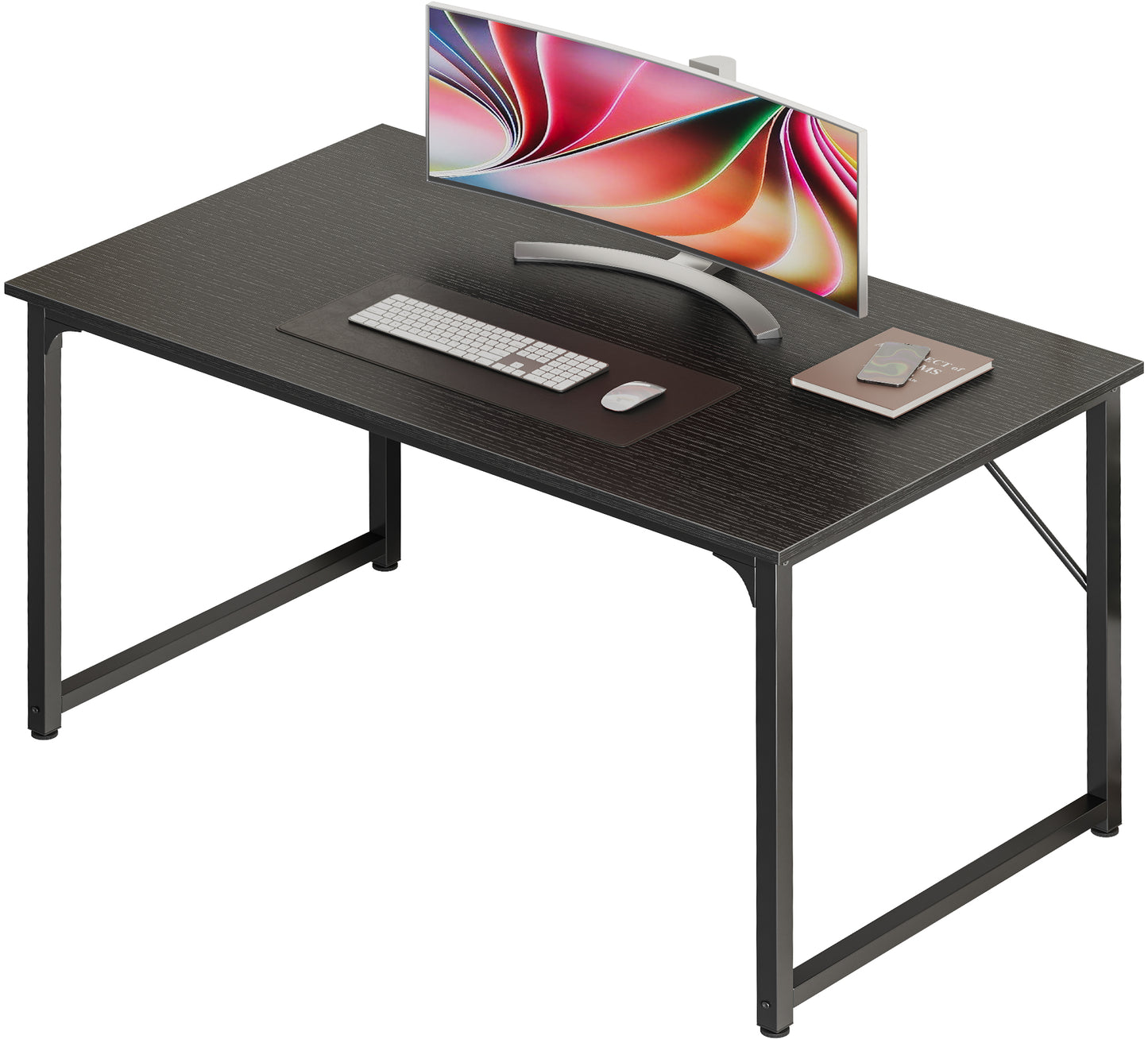 PRAISUN 40 X 24 Inch Computer Desk with Deeper Desktop, Gaming Office Writing Work Desk for Home Office, Study, Bedroom, Work from Home Desk, Metal Frame, Black