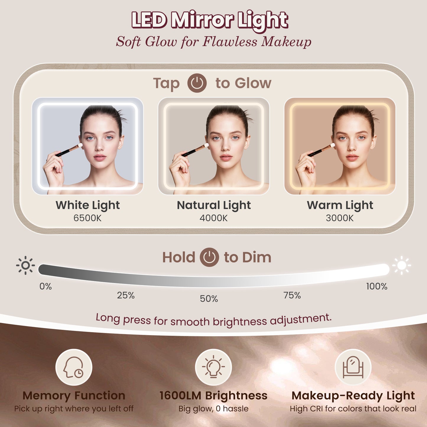 PRAISUN 53 Inch Makeup Vanity Desk with Large Mirror and Lights, Vanity Table with Power Outlets and USB-C Port, Glass Top, 4 Divided Drawer Storage, Big Vanity with Cabinet, Adjustable Shelves