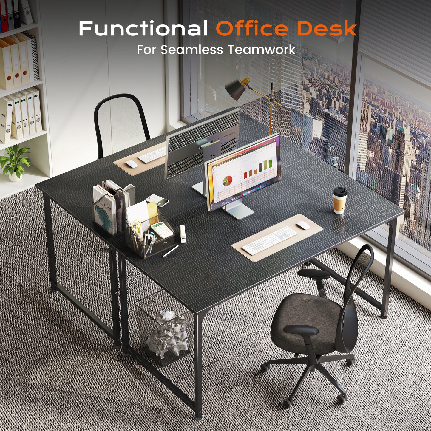 PRAISUN 40 X 24 Inch Computer Desk with Deeper Desktop, Gaming Office Writing Work Desk for Home Office, Study, Bedroom, Work from Home Desk, Metal Frame, Black