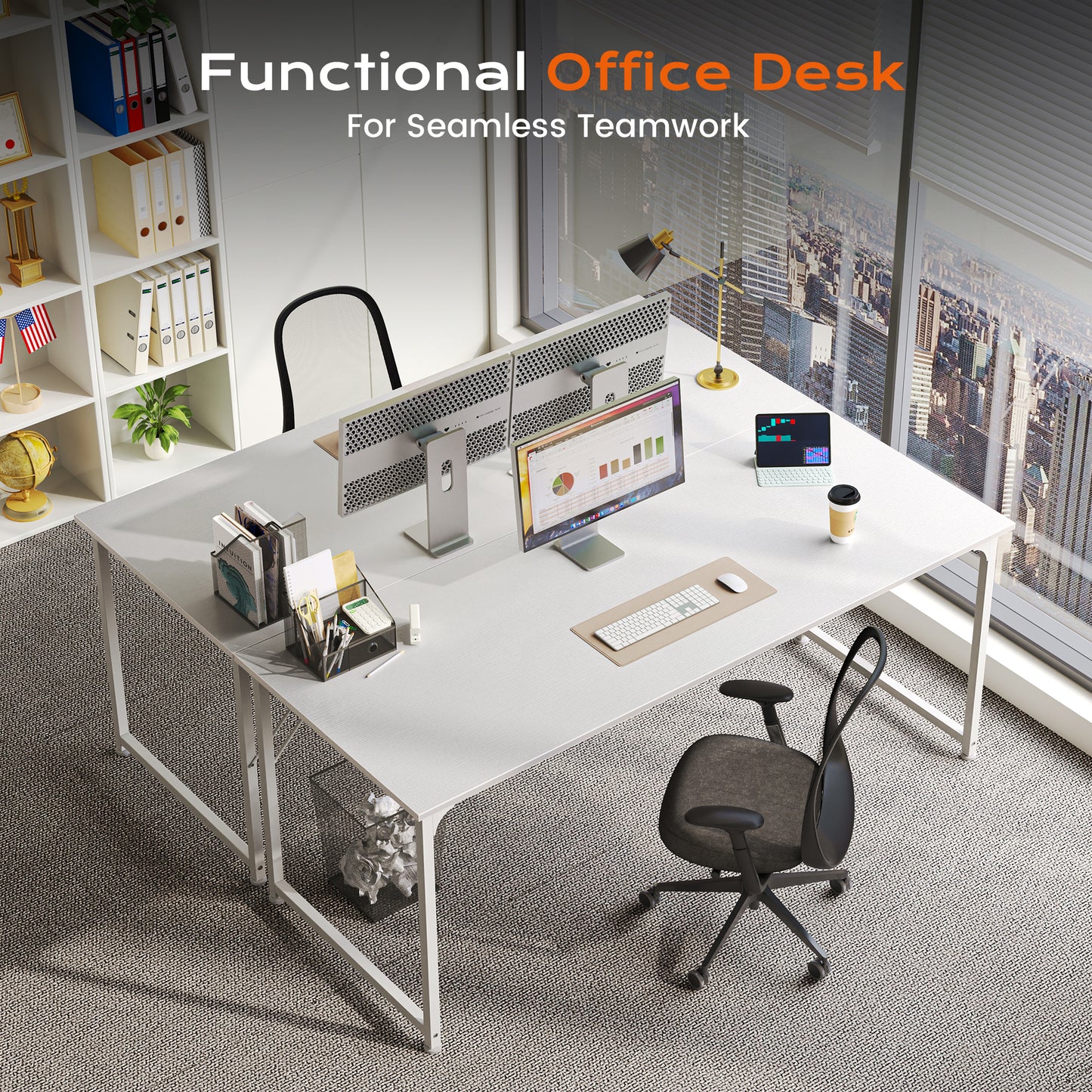 PRAISUN 54 X 24 Inch Computer Desk with Deeper Desktop, Gaming Office Writing Work Desk for Home Office, Study, Bedroom