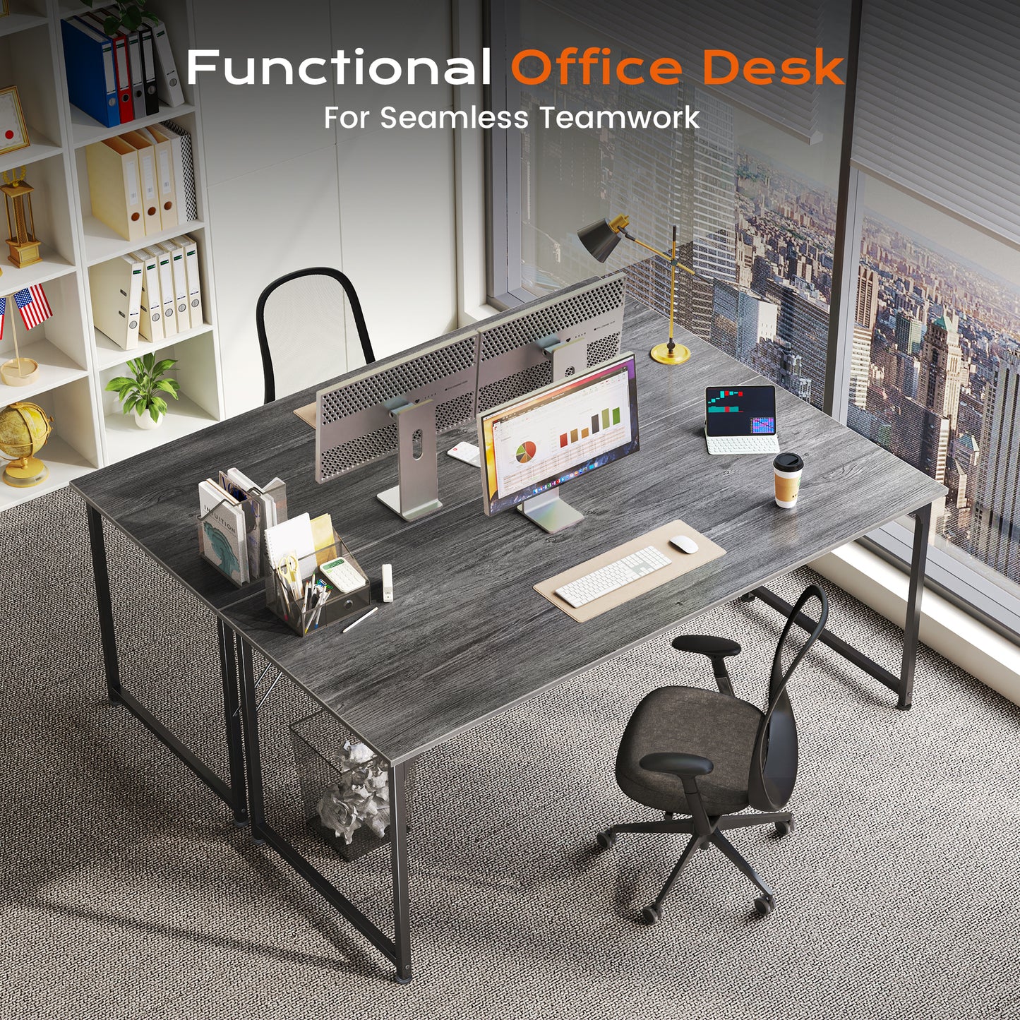 PRAISUN 54 X 24 Inch Computer Desk with Deeper Desktop, Gaming Office Writing Work Desk for Home Office, Study, Bedroom, Work from Home, Metal Frame, Grey