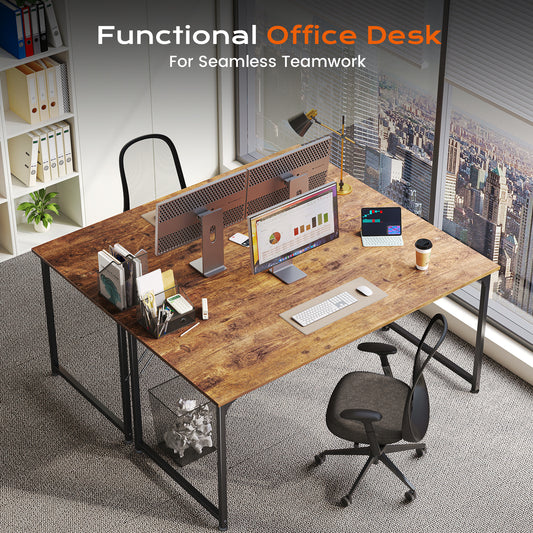 PRAISUN 47 X 24 Inch Computer Desk with Deeper Desktop, Gaming Office Writing Work Desk for Home Office, Study, Bedroom, Work from Home, Metal Frame, Rustic Brown