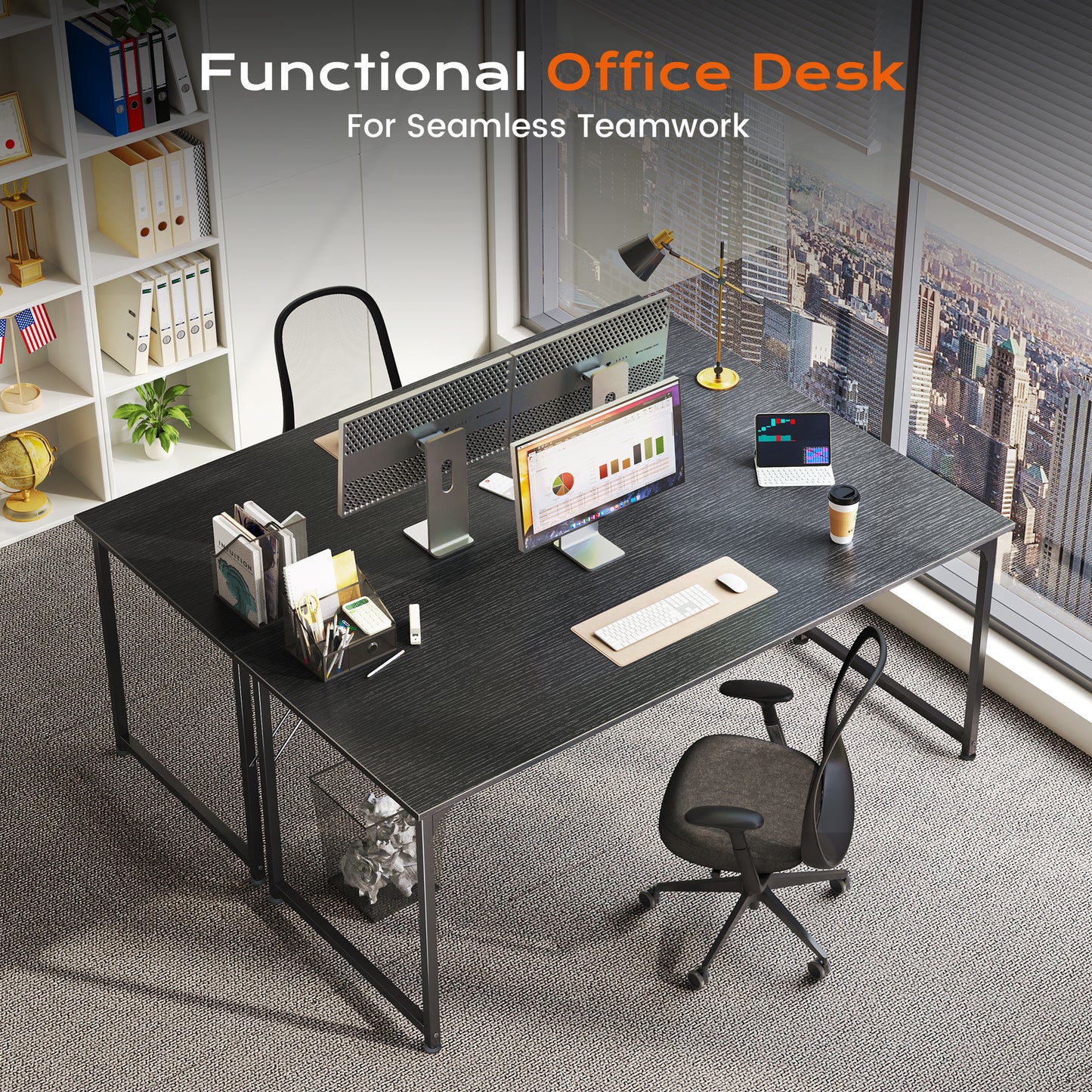 PRAISUN 54 X 24 Inch Computer Desk with Deeper Desktop, Gaming Office Writing Work Desk for Home Office, Study
