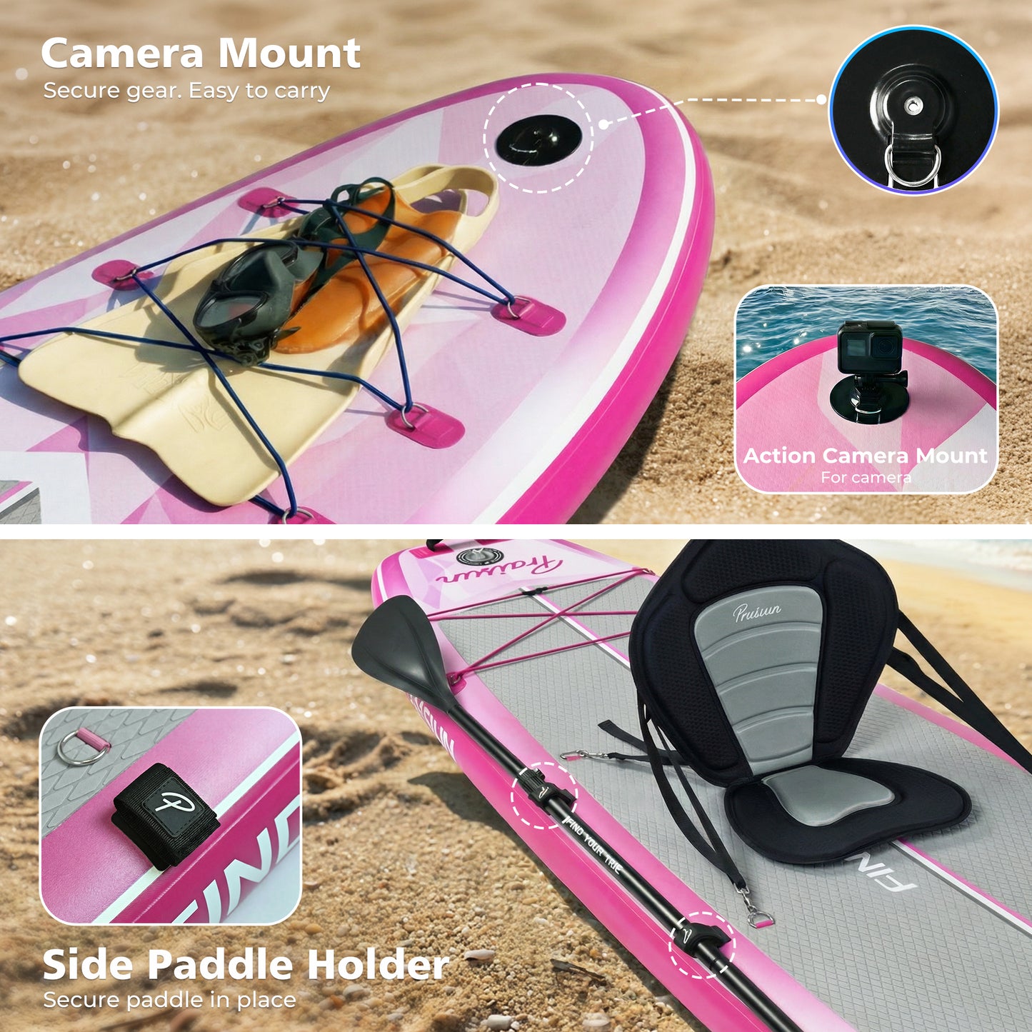 PRAISUN 12’ x 35” Inflatable Paddle Board, 450lbs Extra Wide Stand Up Paddleboard for Youth/Adults of All Skill Levels, Stable SUP with Seat & Full Kit, for Fishing, Yoga, Lake & Ocean